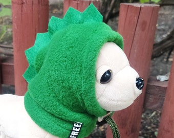 Dog fleece hat with crocodile comb, Green dog snood , Dog Christmas hat, Winter pet beanie, green dog hood, Chihuahua fleece hat