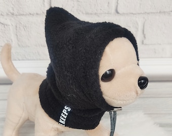 Bonnet en polaire chihuahua, snood pour chien, chapeau pour chien, chapeau d'hiver pour animal de compagnie, chapeau noir pour chien