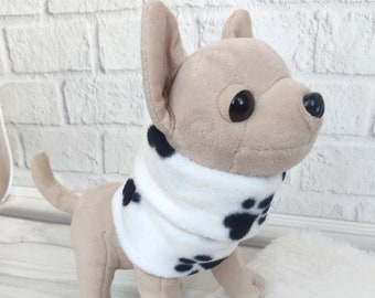 Fleece snood for dog or cat, White winter snood, dog neck warmer, cowl scarf,personalized dog scarf