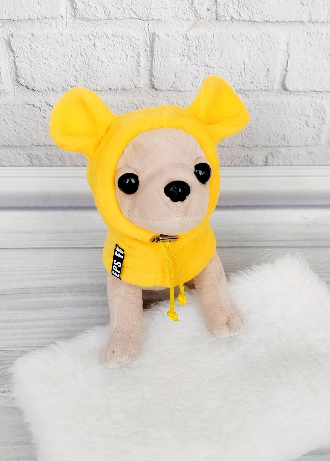 Dog Fleece Hat With Ears, Yellow Dog Snood With Ears, Dog Christmas Hat