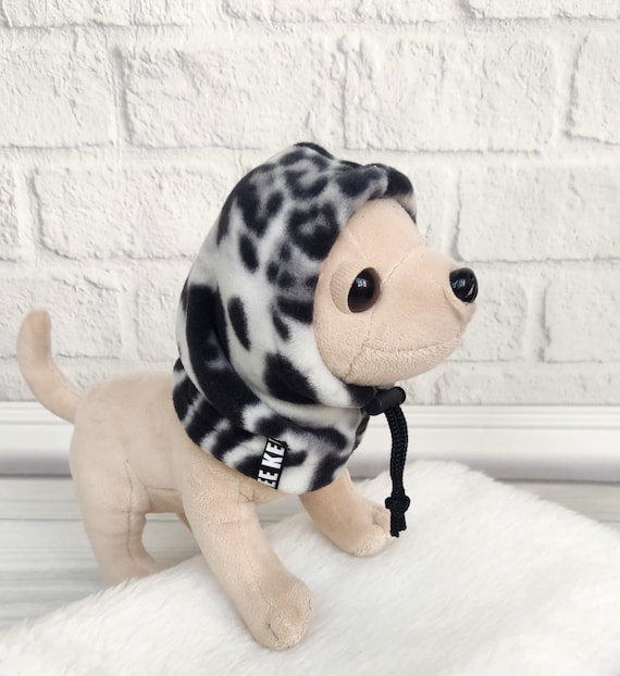Dog Fleece Handmade Hat With Animal Print, Leopard Dog Snood  display picture 1