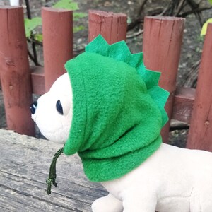 Dog fleece hat with crocodile comb, Green dog snood , Dog Christmas hat, Winter pet beanie, green dog hood, Chihuahua fleece hat zdjęcie 3