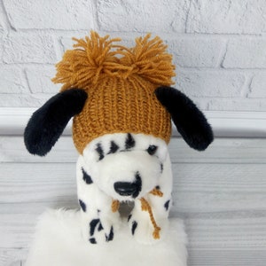 Knit handmade dog hat with a pompom, Brown hat for dogs, Winter dog hat, Crochet pet hat