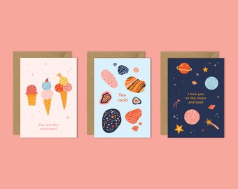 Three Assorted Greeting Cards