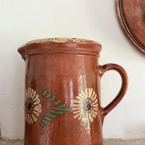 Very Large Alsace Soufflenheim Decorated Terracotta Pitcher French 19thC