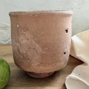 Large Antique French Terracotta Faisselle Cheese Mould Footed 19thC