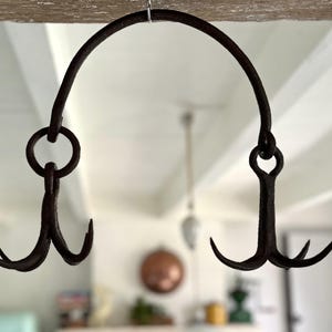 Antique French Forged Iron Kitchen Hooks