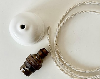 Kit di luci a sospensione in corda di canapa vintage con spina interruttore Corda per cavi per lampada a sospensione a testa singola fai-da-te Presa E27 Cavo tessile Decor Illuminazione per camera