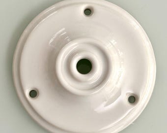 Glazed Ceramic Ceiling Rose in White, 10cm