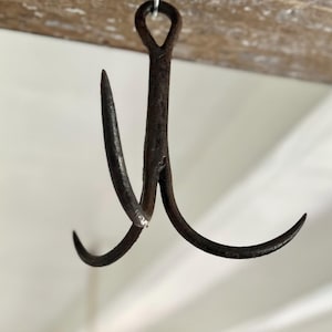 Large Antique Hand Forged Iron Kitchen Hook