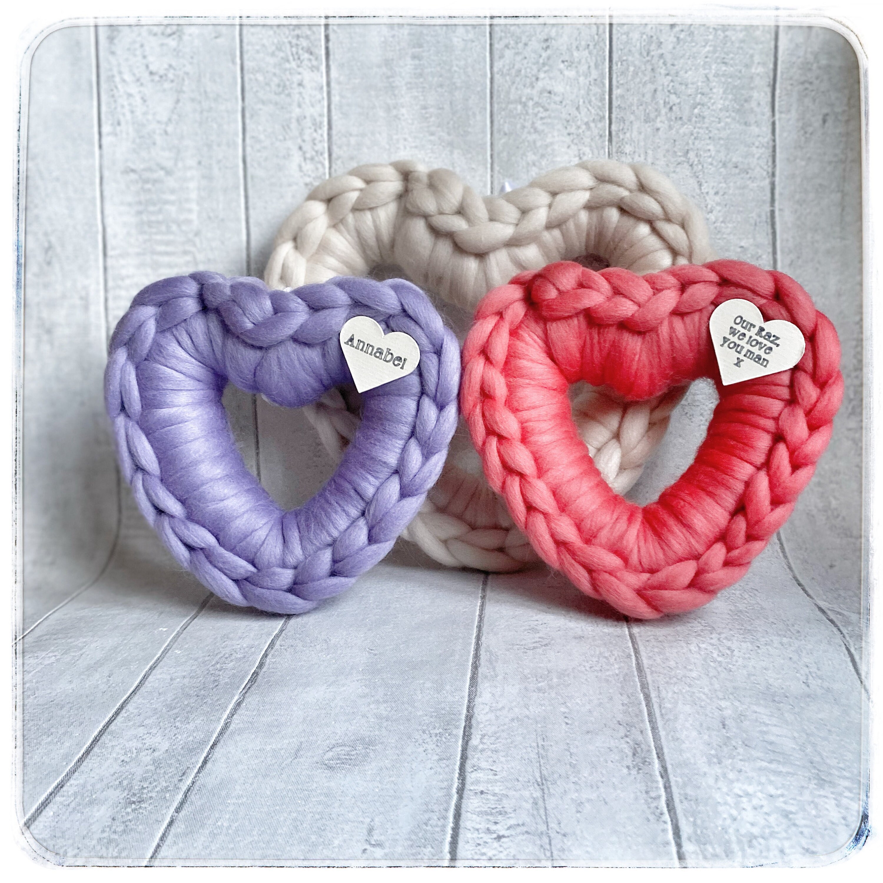14.5cm Personalised Chunky Knit Hanging Heart Home Decor Gift Etsy