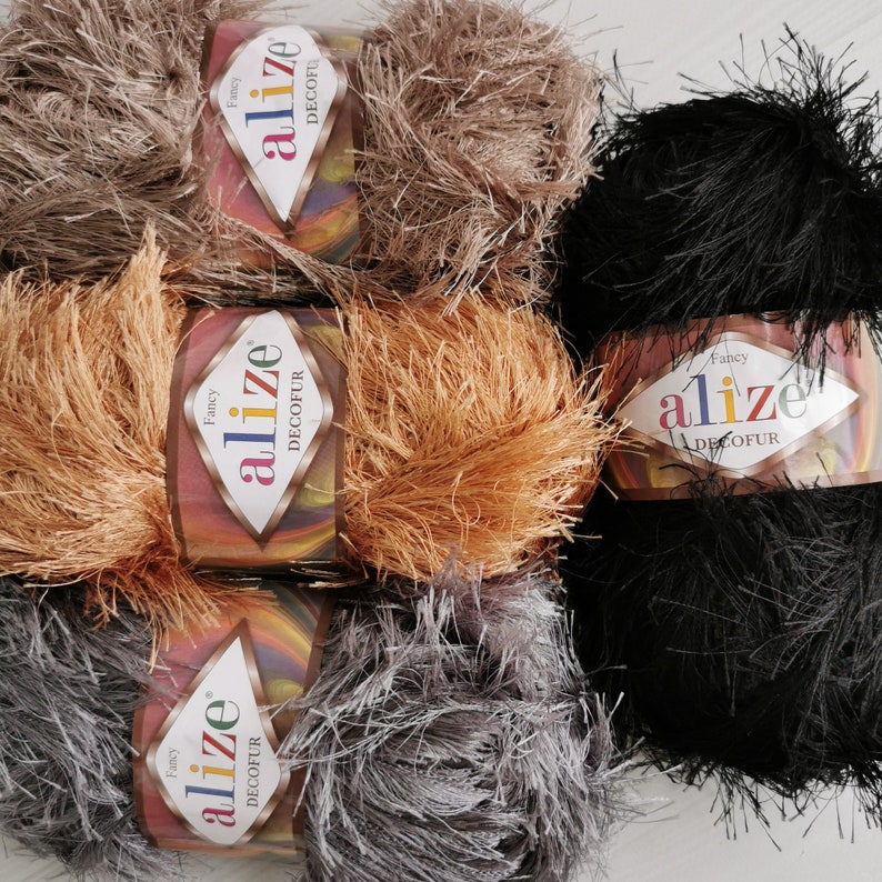 Alize Decofur yarn Fantasy yarn Fluffy yarn Furry yarn Etsy