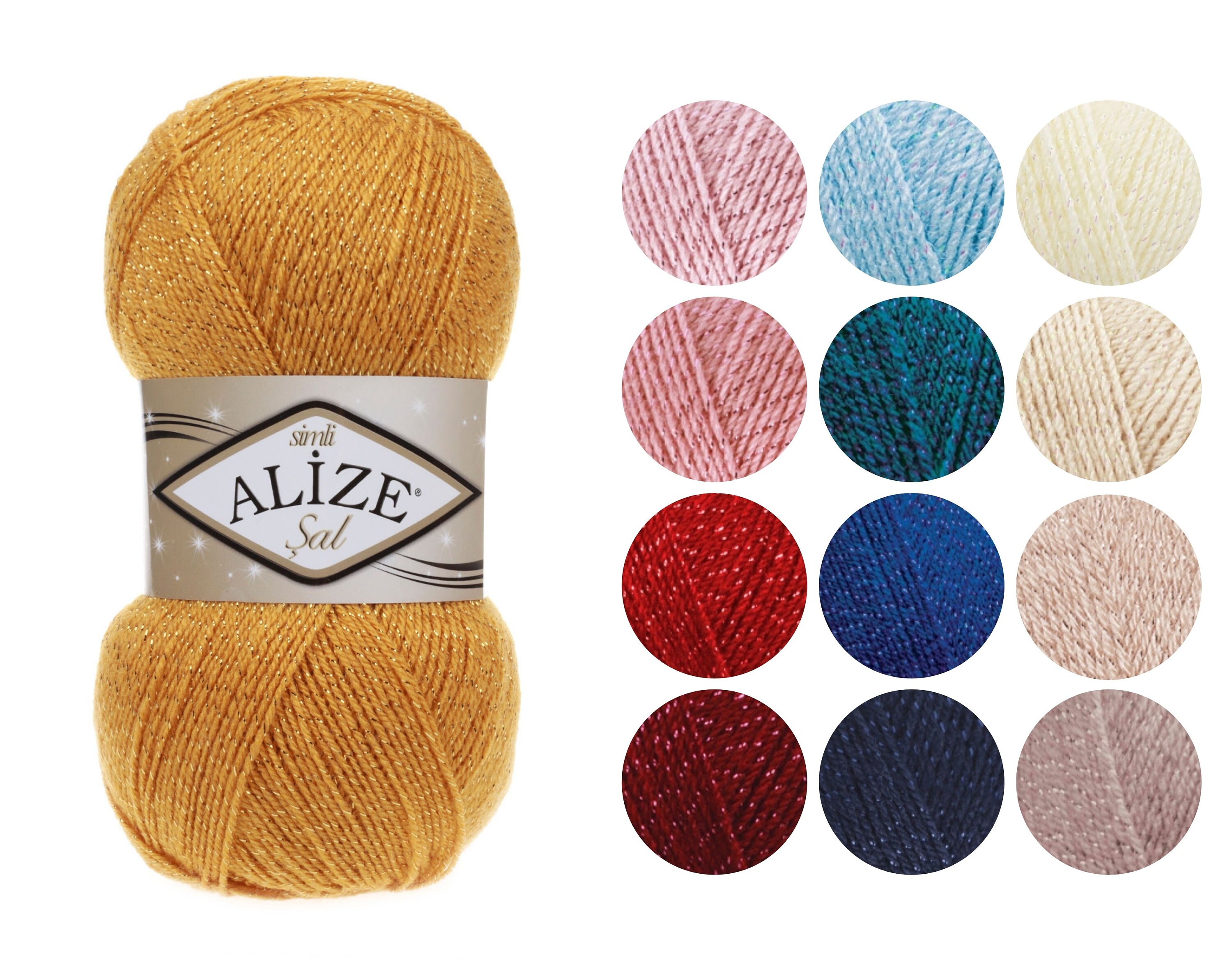 Alize Sal Simli yarn Alize acrylic yarn Summer yarn Soft yarn Etsy