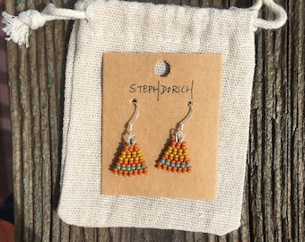 Mini Coral Handmade Beaded earrings/short earrings/simplistic earrings/women's gifts/minimalist earrings/seed bead earrings/