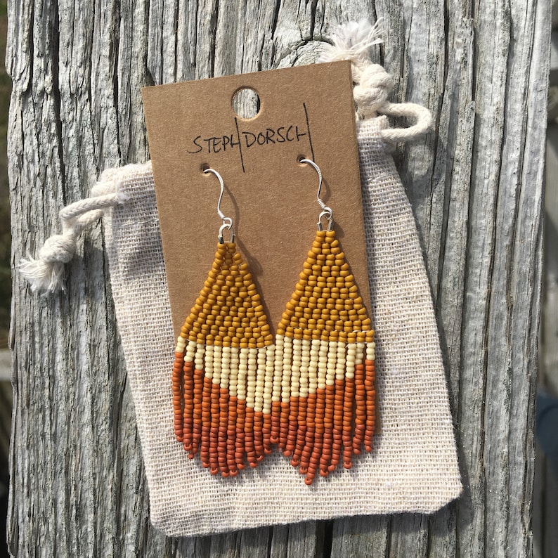 Handmade Sunset Beaded earrings/short earrings/Mother's Etsy