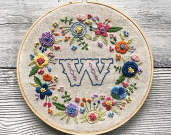 Monogram Wreath Embroidery Pattern with Full Alphabet