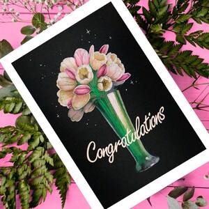 Carte de fête des mères bouquet de tulipes | carte d’anniversaire florale | tulipes | carte d'anniversaire | dessiné à la main | 148x105mm (5,8x4,1 pouces)