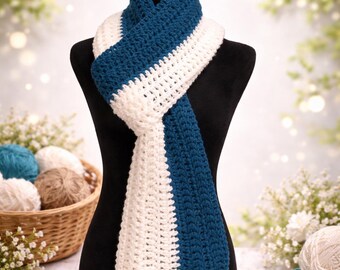 Blue and White Scarf