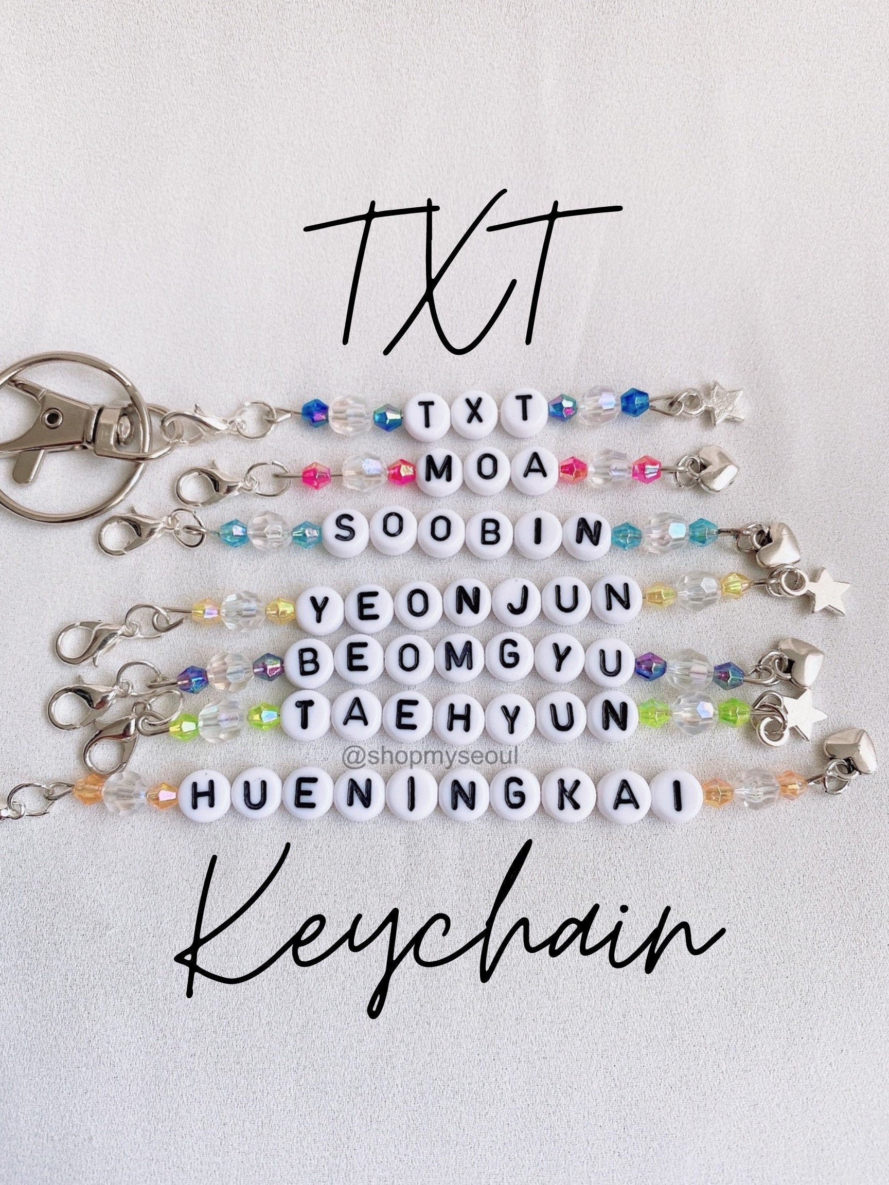 shopmyseoul Stray Kids Beaded Keychain with Photo; Version 1.