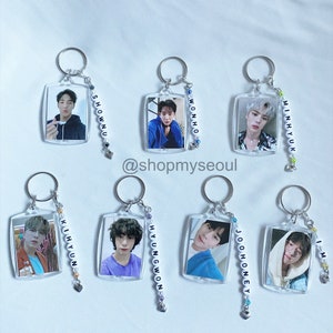 MONSTA X beaded KPOP Keychains with photo for backpacks, purses, keys, lanyards, etc.