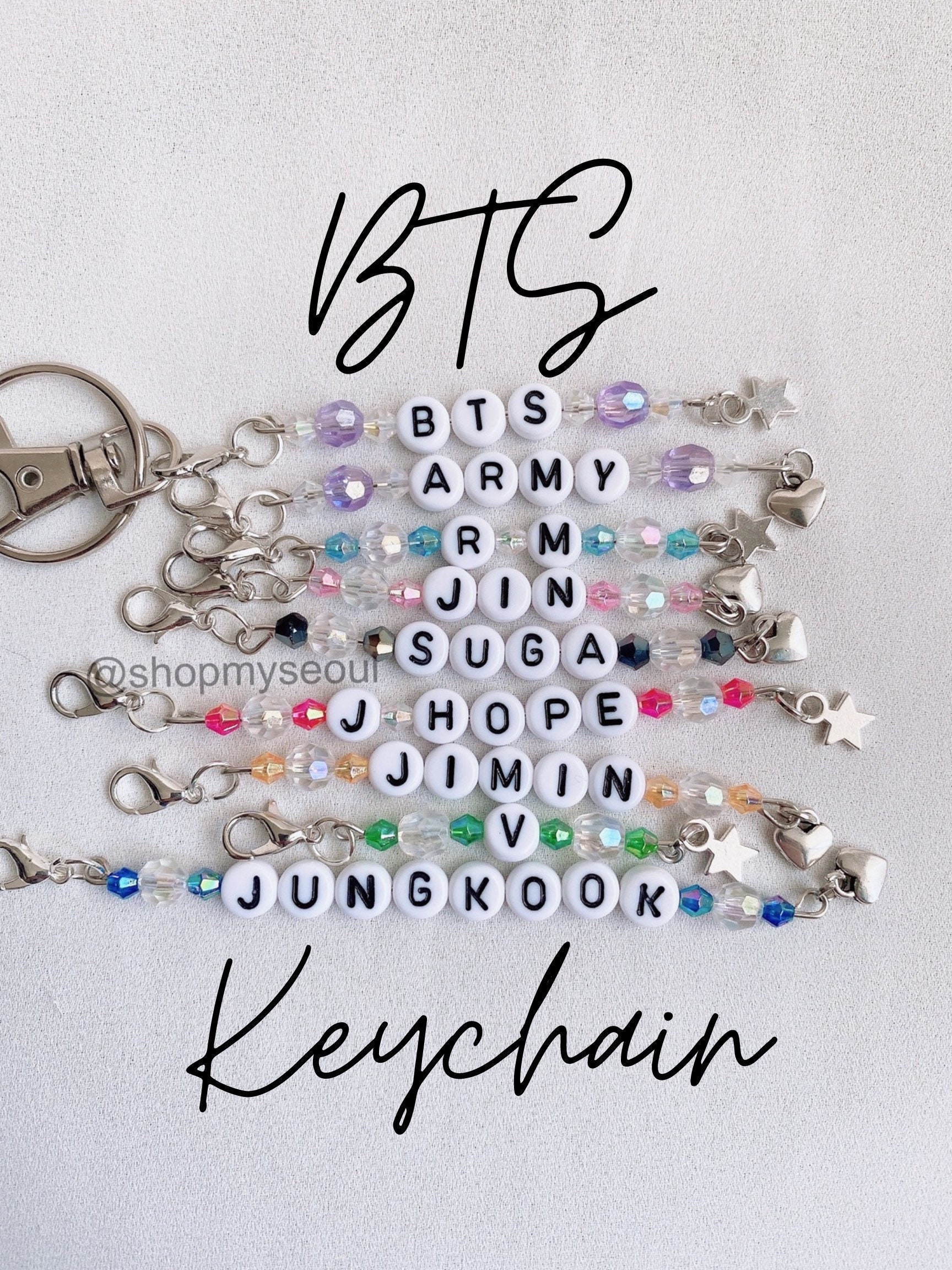 【210616A】ビーズ キーホルダー 韓国オーダー nct bts twice Custom Kpop Group Bias Beaded Keychain - Etsy