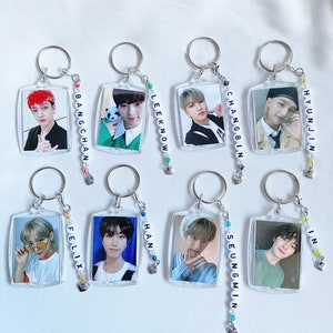 STRAY KIDS beaded keychain with photo; version 1.