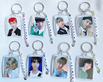 STRAY KIDS beaded keychain with photo; version 1.