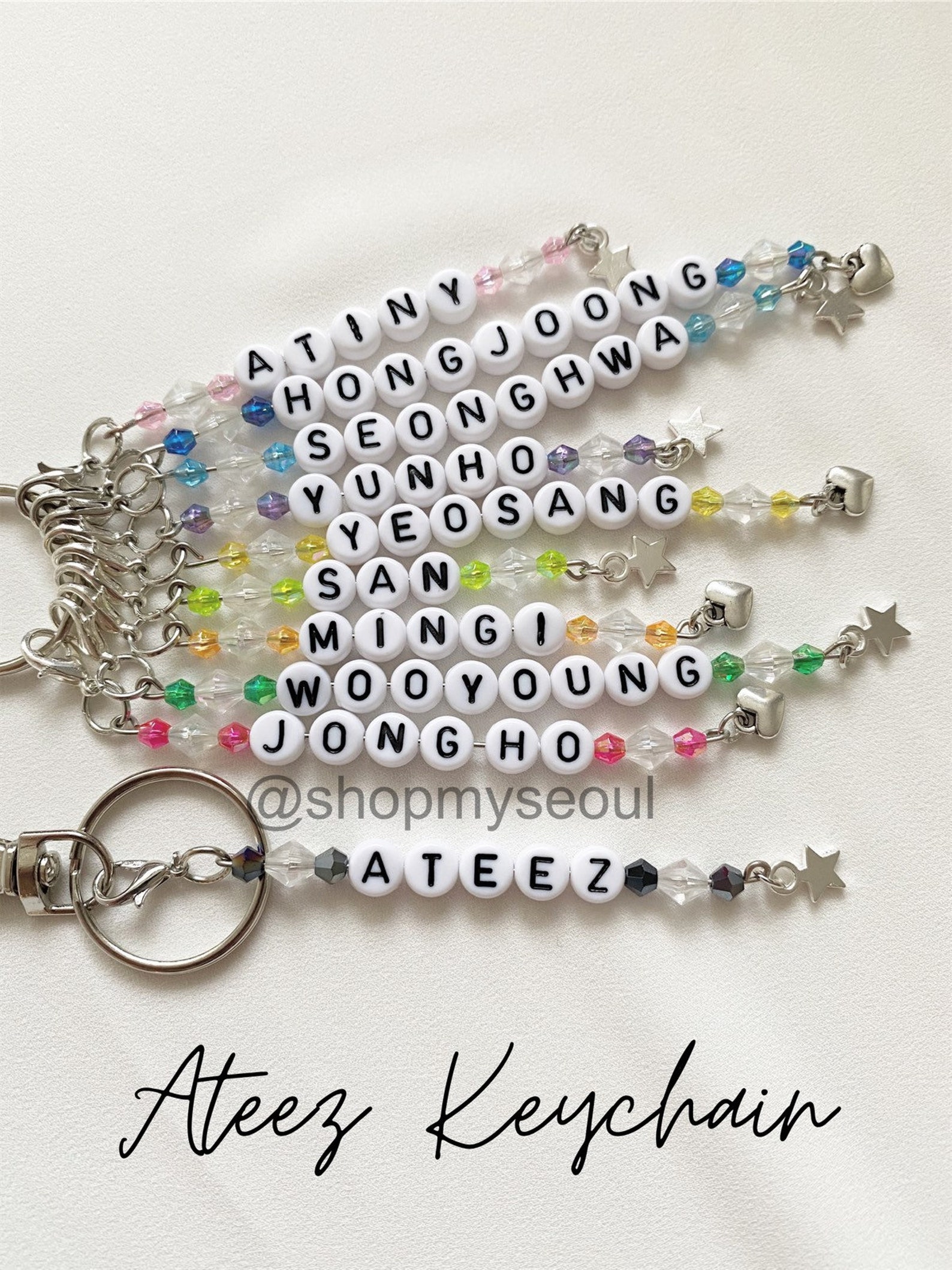 ATEEZ Custom Bias Beaded Kpop Keychain Etsy