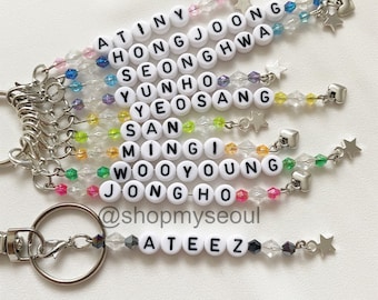 ATEEZ Custom Bias Beaded Kpop Keychain - Etsy