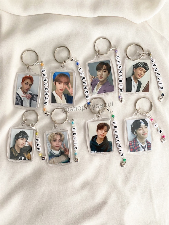 Version 2: STRAY KIDS Beaded Kpop Keychains With Photo for