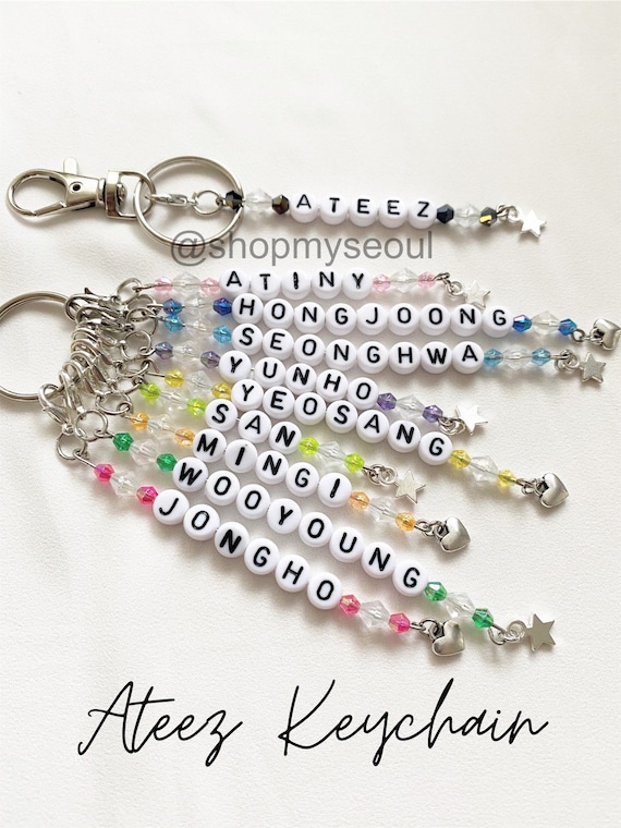 ATEEZ Custom Bias Beaded Kpop Keychain - Etsy