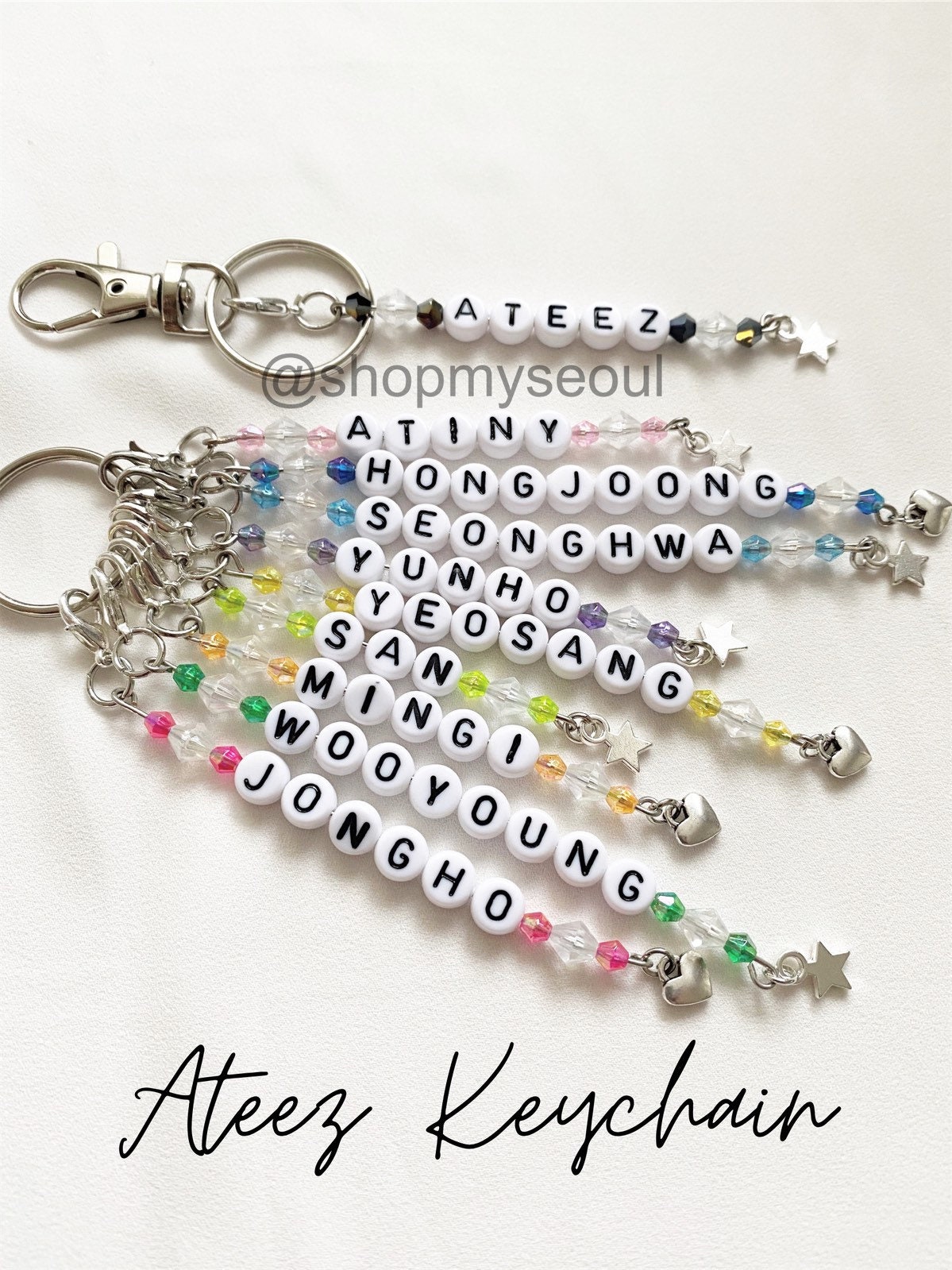 ATEEZ Custom Bias Beaded Kpop Keychain - Etsy