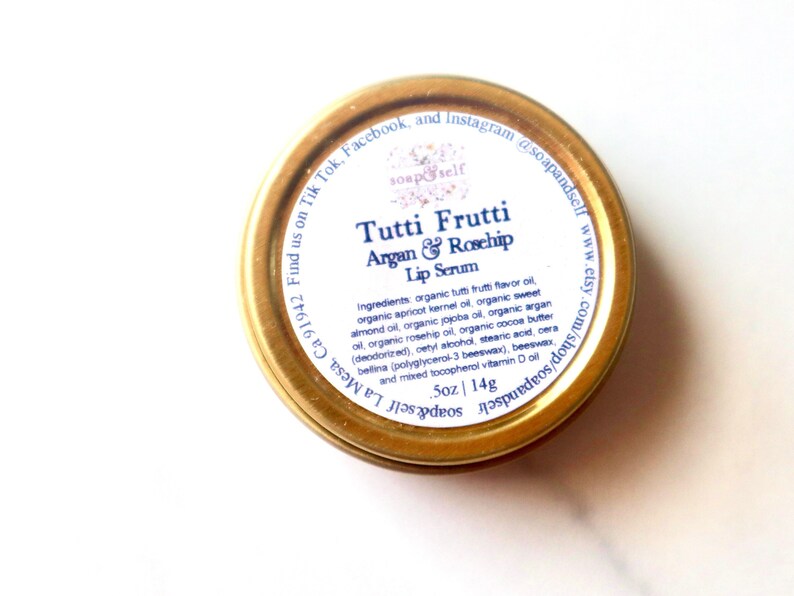 Tutti Frutti Flavored Argan and Rosehip Oil Lip Serum All Natural Made