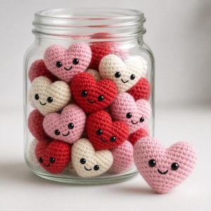 Mini Heart Amigurumi Crochet Pattern, Smiling Pocket Hug Gift (PDF Download)