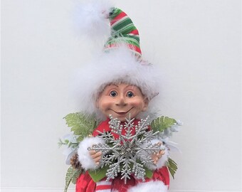 Red and White Centerpiece Elf Centerpiece Christmas Sleigh with Elves Centerpiece Christmas Centerpiece Elves In Sleigh Centerpiece