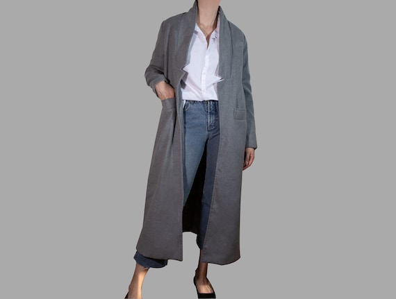 Oversized Wool Coat Grey Long Minimalist maxi coa