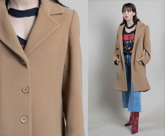 Wool Camel Coat Minimal Tan Coat Beige Overcoat Vi