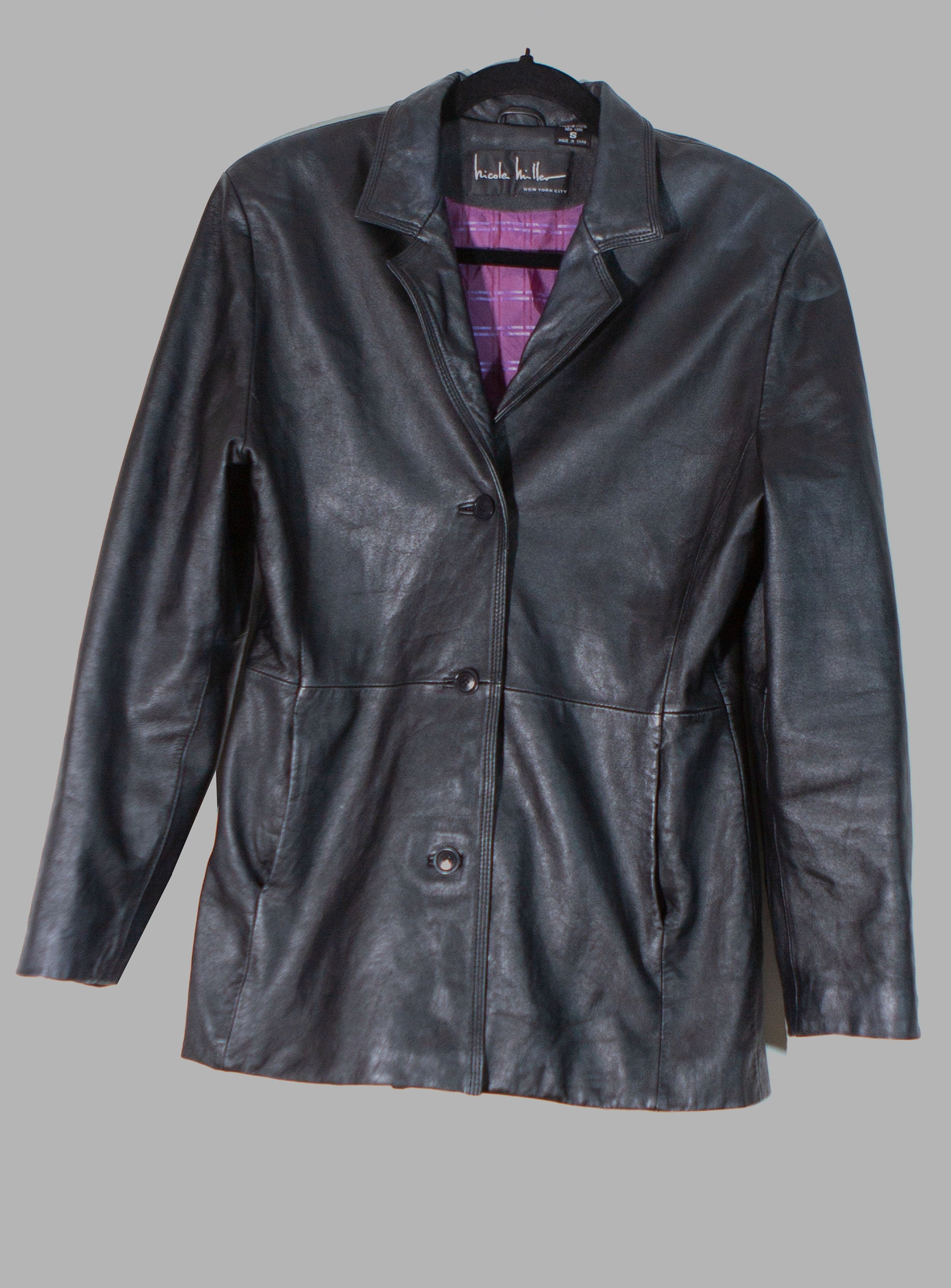 Longline Leather Jacket Vintage Black Trench black blazer | Etsy