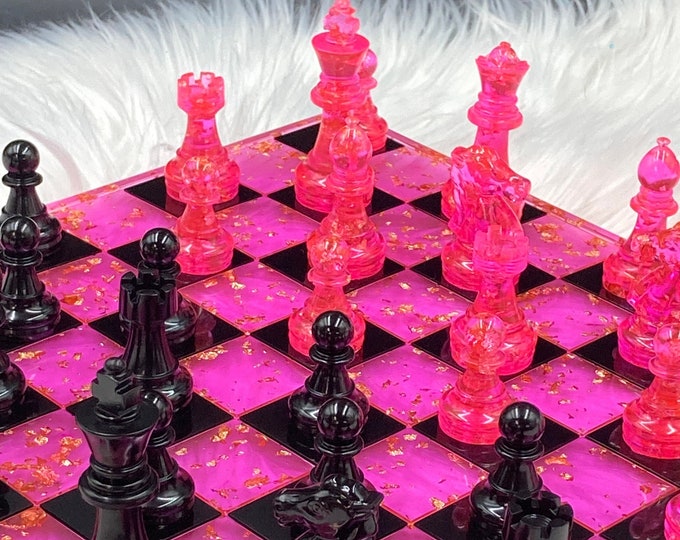 Pink Resin Chess Set Custom Chess Board Resin Game Set Etsy