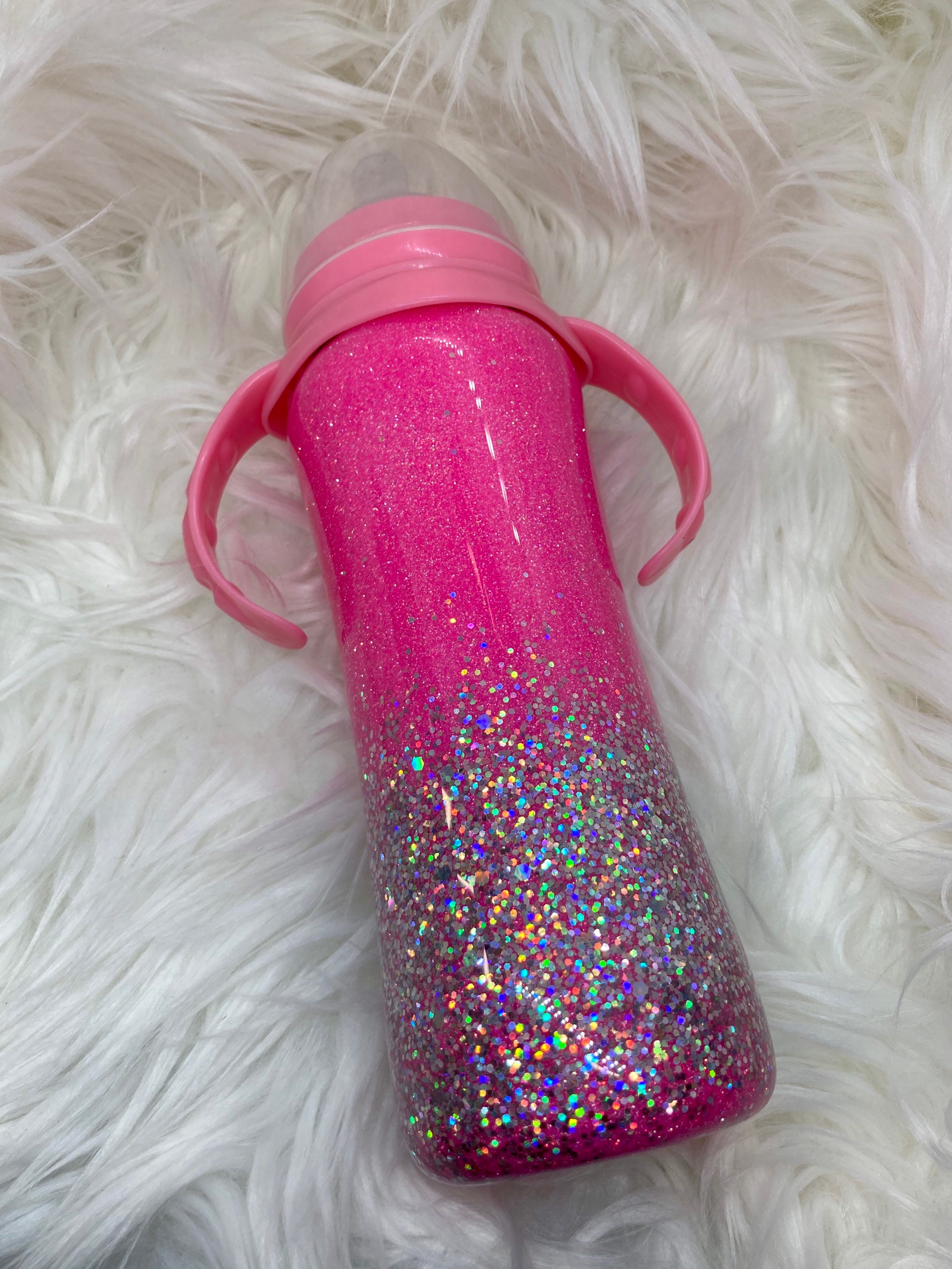 Glitter baby bottle pink baby bottle personalized baby Etsy