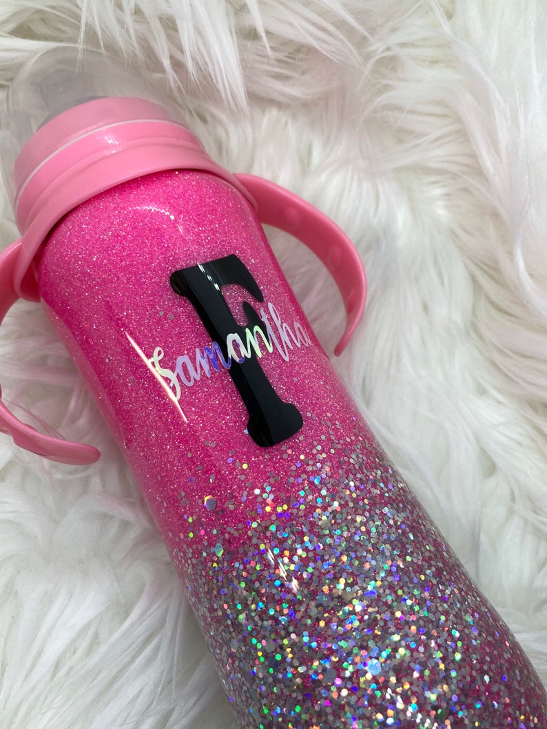Glitter Baby Bottle Pink Baby Bottle Personalized Baby Etsy