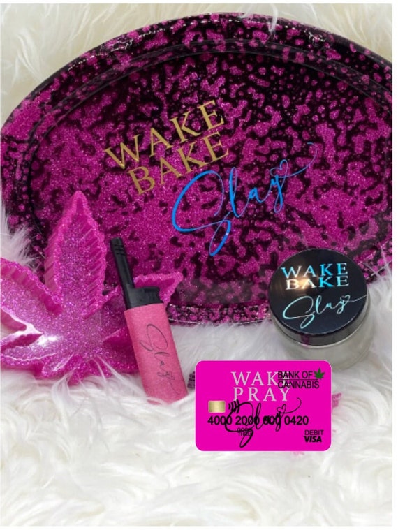 Art & Collectibles Wake and Bake CUSTOM rolling tray set tray, ashtray & jar Collectibles