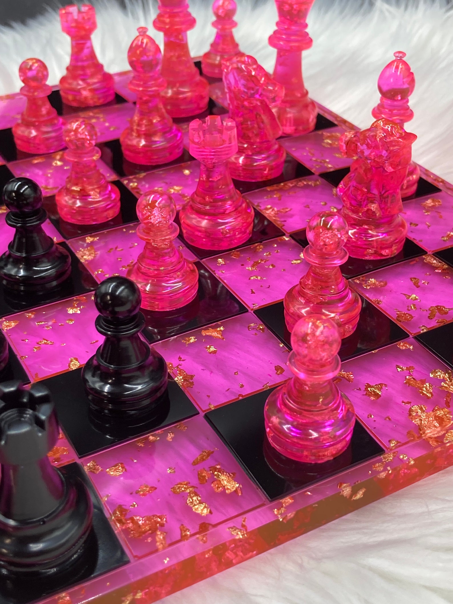 Pink Resin Chess Set Custom Chess Board Resin Game Set Etsy