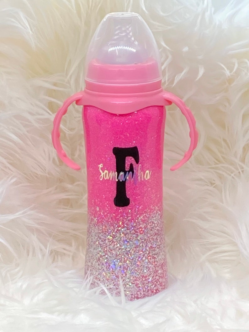 Glitter Baby Bottle Pink Baby Bottle Personalized Baby Etsy