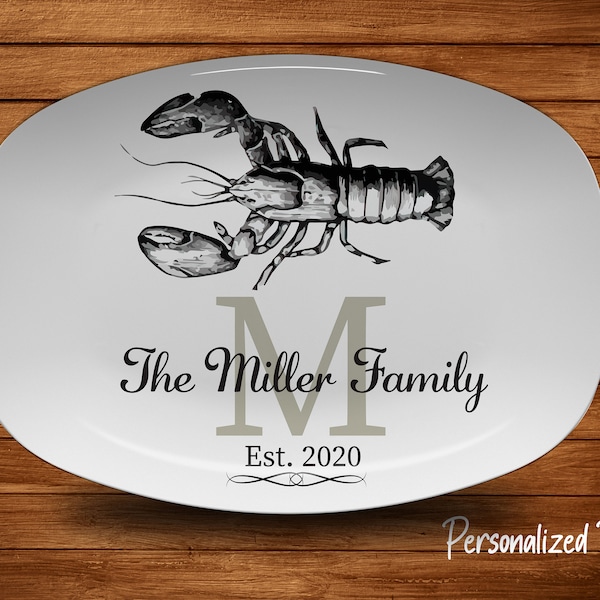 Personalized Lobster Platter, Family Name Serving Platter, Seafood Platter, Fathers Day Gifts, Monogram Platter, Family BBQ Platter