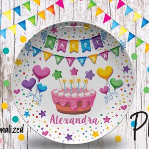 Personalized Birthday Plate/Girls Bday Party Plate/Happy Birthday Plate/First Birthday Gift Girl/ Cupcake Birthday Plate/Girls Party Plate