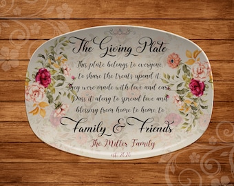 The Giving Plate, Family Name Serving Platter, Personalized Plate Gifts, Custom gifts,Personalized Serving Tray, Housewarming Gifts