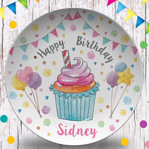Personalized Birthday Plate/girls Bday Party Plate/happy Etsy