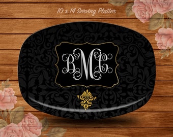 Monogram Serving Platter, Personalized Wedding Platter, Custom Wedding Serving Platter, Bridal Shower Gift,