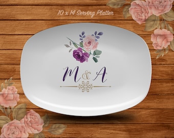 Monogram Serving Platter, Personalized Wedding Platter, Custom Wedding Serving Platter, Bridal Shower Gift,